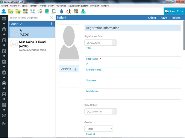 Zomeo Homeopathic Software: How to Create New Patient File/ Record ...